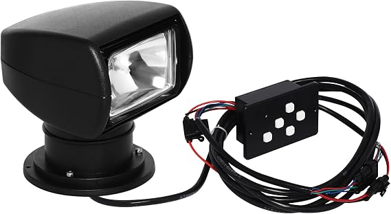 Boat Spotlights, Rotating Marine Spotlight Boat Truck Remote Control Searchlight 12V 100W 360 (black)