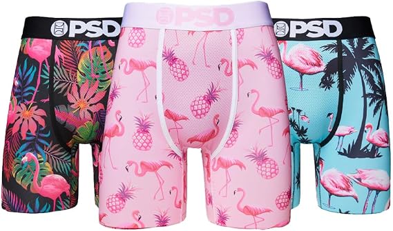 PSD Mens Underwear Tropical Graphic Print Boxer Briefs, Packs & Singles