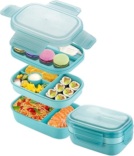 Bento Box,Bento Box Adult,Lunch Containers For Adults,Bento Lunch Box,Bento Boxes,Lunch Box For Women With Containers,Bento Lunch Box For Adults,Stackable Lunch Container Light blue