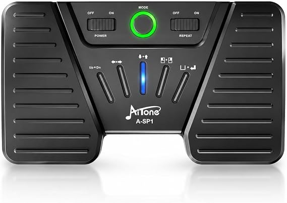 AITONE Wireless Page Turner Bluetooth Foot Pedal Music Page Turner for iPad Tablets Android ios Phones Piano Keyboard Compatible with Various Music App (A-SP1)