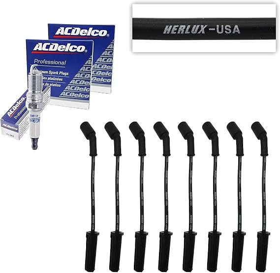 8 ACD-OEM Spark Plugs 41-962 Double Platinum + Herlux (7mm) Spark Plug Wires For LS2 LS3 LS4 LS7 Engines