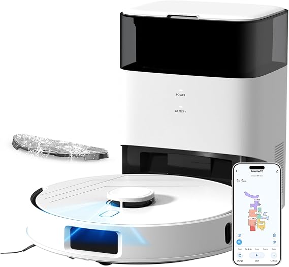T30+ Robot Vacuum and Mop Self-Emptying with 12,000Pa, No-Collision Obstacle Avoidance, Carpet Detection, Anti-Tangle Brushes, 240 Mins, 75-Day Capacity, No-Go Zones, Home Mapping, App/Alexa Control