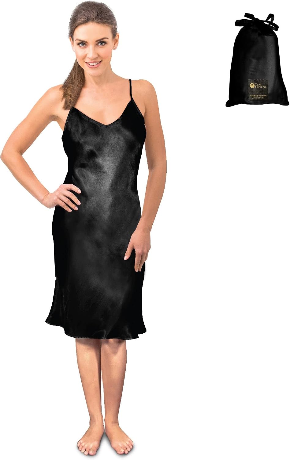 Luxury Artisan Silk Nightgown For Women, Mulberry Silk Slip Dress, Champagne