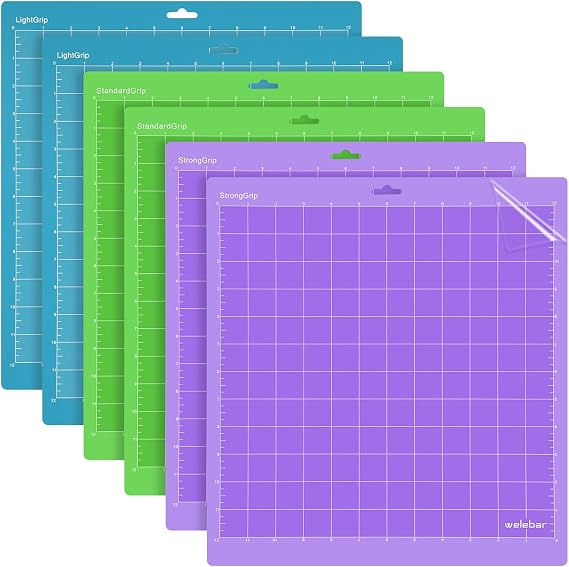 Cutting Mats Compatible with Cricut Maker 3/Maker 4/Maker/Explore 3/4/5/Air 2/Air, 6 Pack(12x12 Inch, StandardGrip/LightGrip/StrongGrip) Quilting Cutting Mats