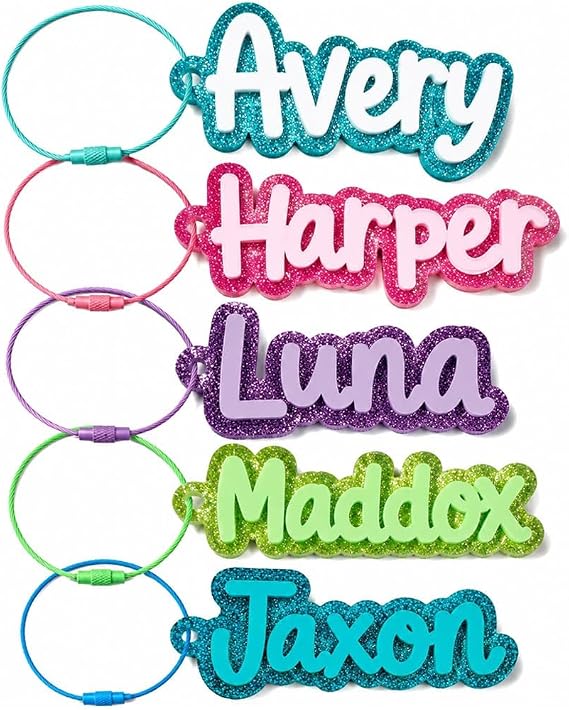 Personalized Water Bottle Name Tag, Custom Name Tag Keychain for Kids Backpacks, School Bags, Luggage, Diaper Bags, Back to School Gift