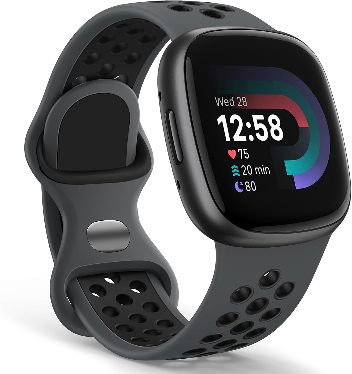 Yoohoo Silicone Bands Compatible with Fitbit Versa 3 StrapsVersa 4 StrapSense StrapSense 2 Straps for Women Men,Sport Breathable Soft Wristband Replacement for Fitbit Watch,Small