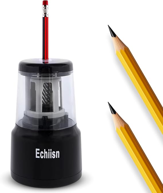 Electric Pencil Sharpener, Office Personal Super Sharp, Powerful Stall-Free Motor, (Black)