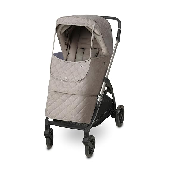 Melange Padded Universal Stroller Weather Shield, Insulated, Water-Repellent, Thermal Protection for Rain, Snow, Wind & Cold, Fall & Winter, Forward and Rear Facing Compatible (Beige)