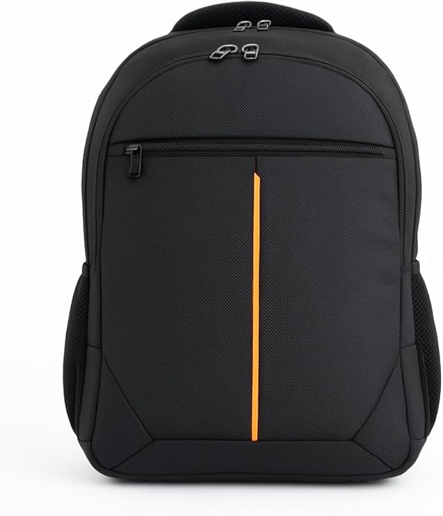 3 Compartment School Backpack (Laptop Compartment) Black-Orange 2121