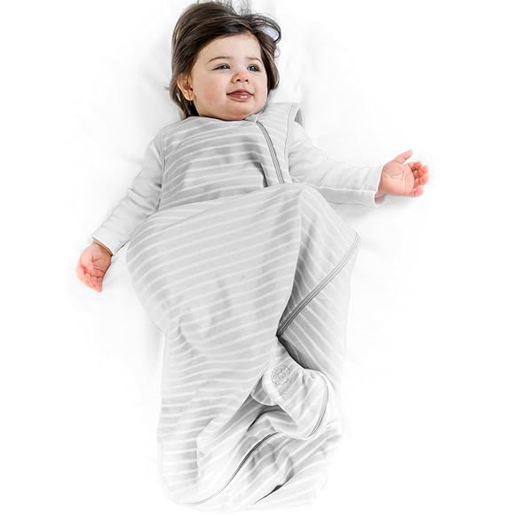 Woolino 4 Season Classic Baby Sleep Bag - Merino Wool and Organic Cotton - Two-Way Zipper Newborn Sleeping Sack - Infant Wearable Blanket - 0-6 Months - Birch Gray