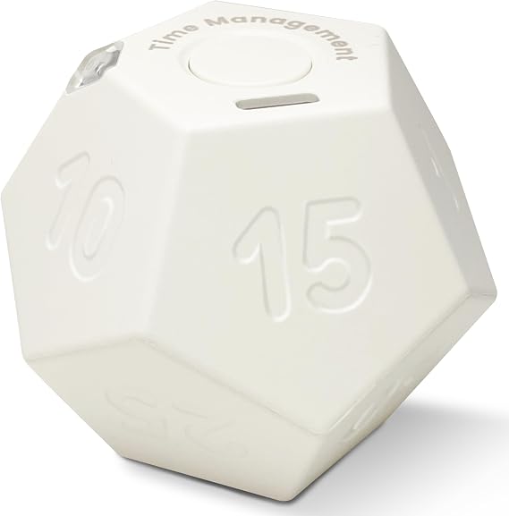 Cube Pomodoro Timer - Flip to Start Countdown, Rechargeable Mini Productivity Timer for Study, Office, 11 Preset Times, Silent/Vibration, Time Management Tool for Kids & ADHD (White)