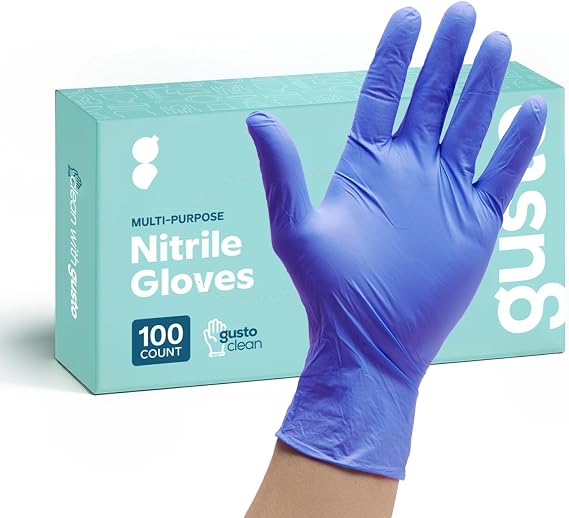GUSTO Blue Nitrile Gloves, Disposable Gloves 4 Mil, Latex & Rubber Free, Non-Sterile Powder-Free (Formerly Comfy Package)