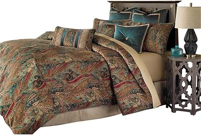Michael Amini BCS-KS10-SEVILE-HNY 10 Piece Seville Comforter Set, King, Honey