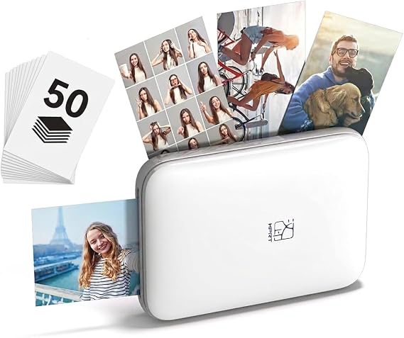 HPRT Hanin MT53 Mini Photo Printer with 50 Sheets Adhesive Paper, 2x3 Instant Portable Color Printer, Compatible with iOS & Android, Bluetooth Small Printer for Smartphones & iPhone