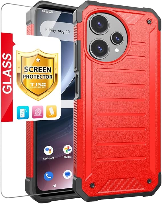 TJS for Cricket Icon Pro 2026 Case, AT&T Motivate Pro 2 5G Case (Red)