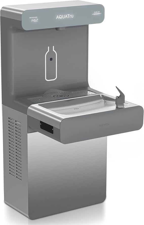 AquaTru Pro Wall Filler/Fountain: ADA Compliant, Certified to NSF Standards | High-Capacity 9.5 GPH Cooling, Touch-Free Dispenser & Filter Monitor System