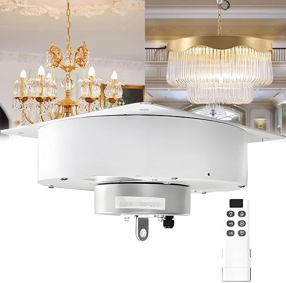 Electric Chandelier Hoist, 2 in 1 Chandelier Hoist Lifter System w/Remote Control+Wall Switch, Capacity Villas Pendant Lamps Lifter, 6 Meters (19.69 feet) Lift Stroke, for Lamp Cleaning 70KG