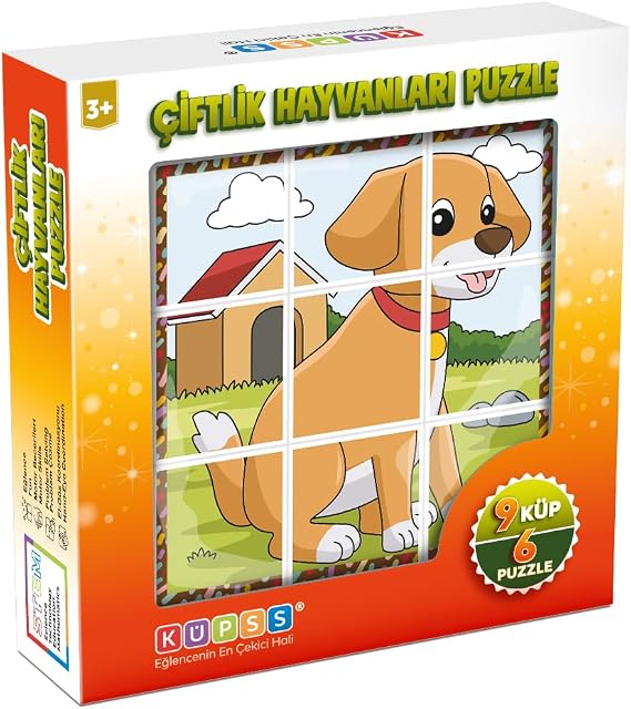 KÜPSS Farm Animals 3D Puzzle - 9 Cubes 6 Puzzles