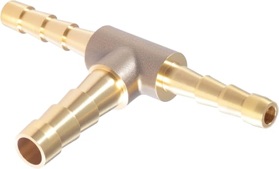 Brass Reducing Tee Hose Barb Fitting 3-Way T Adapter, 5/32 (4mm) to 1/4 (6mm) to 5/32 (4mm) Splicer Mender Reducing air Hose Repair kit for Pipe Line/Fuel/Air