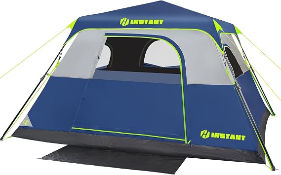 Instant Tent, 6 Person Blackout Tents for Camping with Top Rainfly | 60s Easy Setup Pop Up Tent, Waterproof & Light-Blocking Cabin Camping Tent for Family,Expandable Carry Bag,10'L X 9'W X 6.1'H