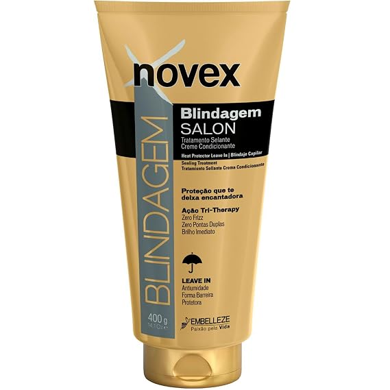 NOVEX Blindagem Thermal Protector Leave In 14 oz - Heat Protectant | Anti Frizz Cream with Frizz Control & Anti-Humidity Protection - Provides Lasting Smoothing with Keratin & Amino Acid Complex