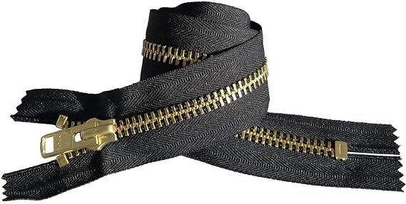 YKK #10 Extra Heavy Duty Black Brass Closed Bottom Zipper - Choose Your Length - Color Black - Made in The United States (1 Zipper Per Pack) (24" Inches)