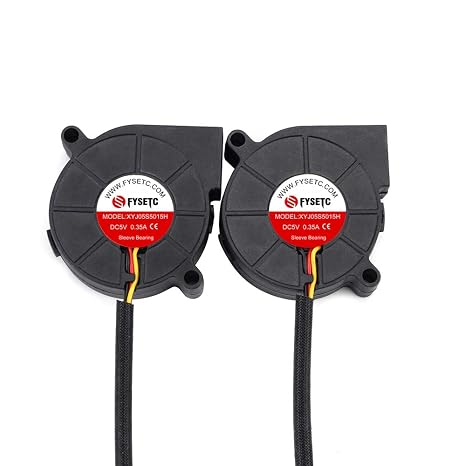FYSETC Prusai3 MK3 MK3S Cooling Fan 5015 50x50x15mm 5V DC 0.35A Hotend Cooler Blow Radiator Sleeve Bearing for 3D Printer Parts Accessories, 2Pcs