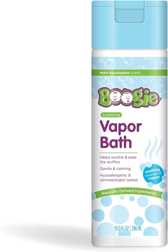 Kids Vapor Bubble Bath by Boogie, Soothing Vapor Bubble Bath, Made with Plant and Oat Extracts, Natural Essential Oils, Mint Eucalyptus 10oz Pack of 1