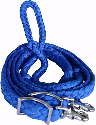 Roping Knotted Horse Tack Western Barrel Reins Nylon Braided Blue 60720