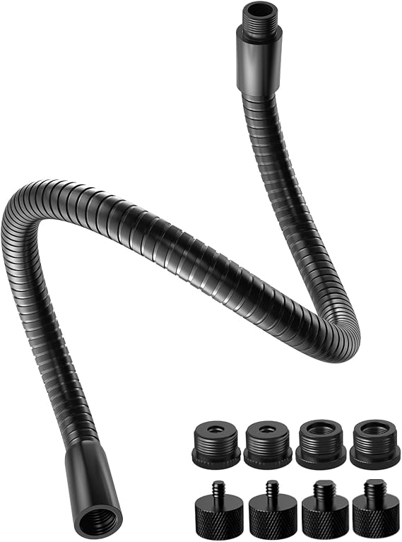 19" Universal Flexible Microphone Gooseneck Stand + 8 Pcs Mic Stand Adapter