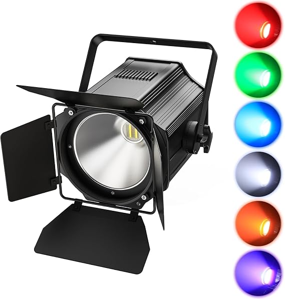 200W COB LED Stage Light with Barn Gates 6 in 1 RGBWA+UV LED Par Lights DMX/Sound/Master Slave DJ Lights 3500~7500K COB Disco Light for Party Wedding Church Drama