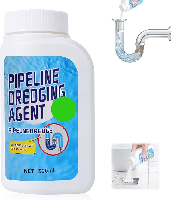 Pipeline Dredging Agent,Drain Clog Remover Agent,Powerful Quick Cleaning Drain Toilet Cleaner Tool, Kitchen Unblocker,Unclog Toilet Clog And Kitchen Sink Pipe Unblocker Powder 320ml (1 PCS)
