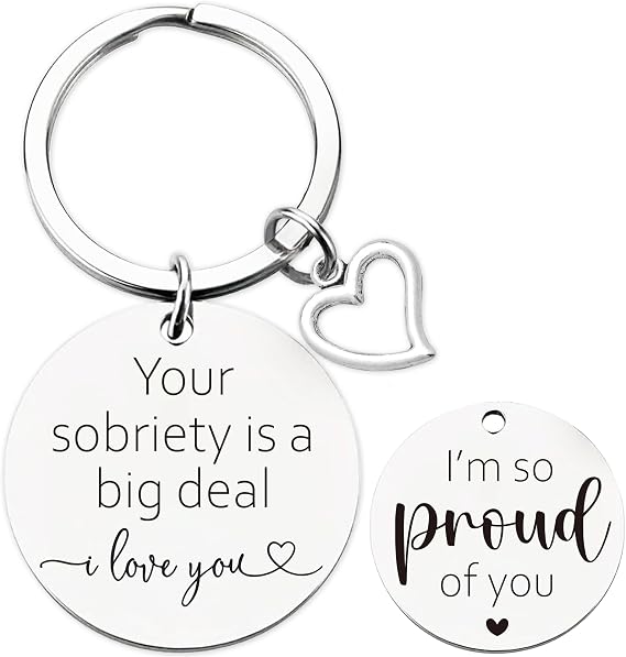 Sobriety Gifts for Men Women - Inspirational Quotes Keychain, Encouragement Motivational Keychain for Friend Anniversary