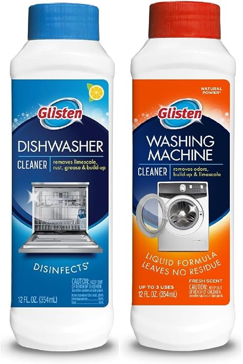 Glisten Dishwasher Magic AND Washer Magic, Value Pack, 12 Fl. Oz. bottle of each
