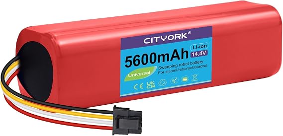 CITYORK Replacement Battery for Xiaomi Roborock S4 S4 Max S5 S5 Max S6 S7 S55 S50 S51 S55, for Xiaowa C10 E25 E20 E35 Vacuum Robot Cleaner, 5600mAh 14.4V