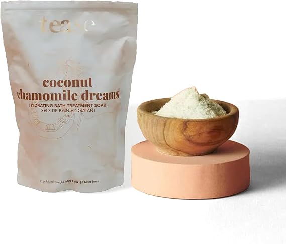 Tease Tea Chamomile Bath Salt - Coconut Chamomile Dreams Bath Soak, Hydrating and Moisturizing Bath Soak, Organic Bubble Bath for Women with Coconut Oil