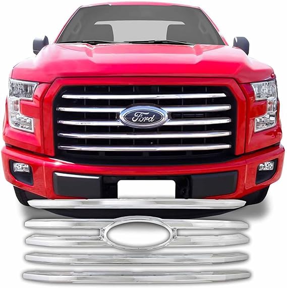 Fits 2015 Ford F150 XLT-Chrome Grille Overlay
