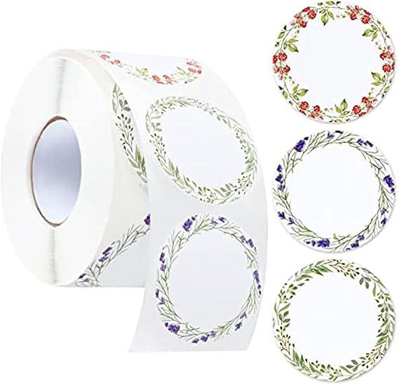 500PCS Canning Label Stickers for Jars and Lids,2Inch Round Jars Labels for Mason Jar,Wreath Designs Kraft Sticker Labels for Food Containers Candle Pantry Spice Lids Bottle Labels (White1)