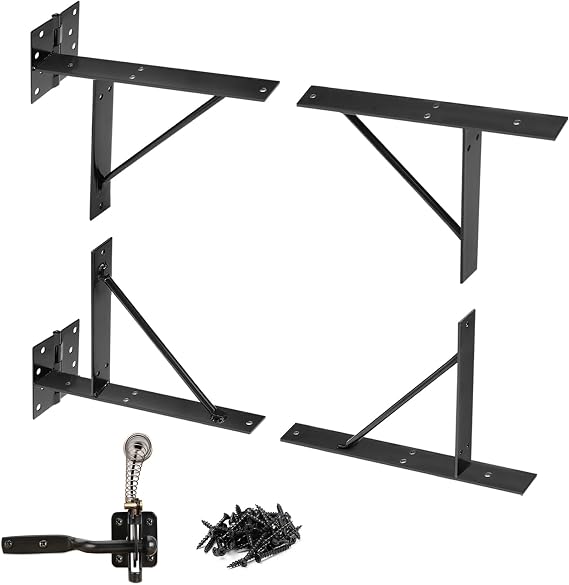 Mofeez Gate Corner Brace Bracket No Sag Kit for Shed Doors Driveway Gates Corral Gates Wood Windows (with Gate Latch)