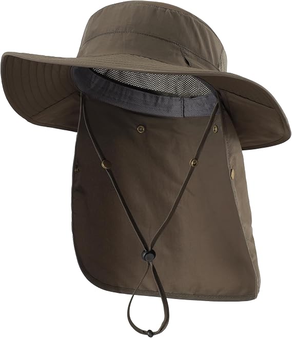 Home Prefer UPF 50+ Wide Brim Sun Hats with Neck Flap Sun Protection Hat for Men Women Gardening Fishing Summer Bucket Hat