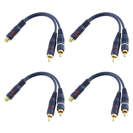 Antrader 7.87 Inch 1 Female to 2 Male RCA Y Splitter Cable for Stereo Audio