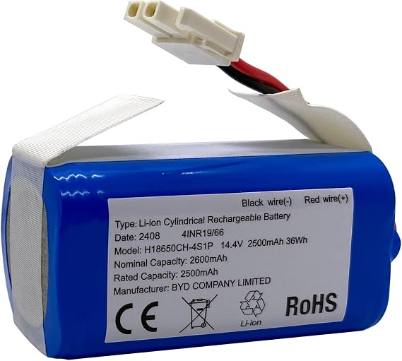 Replacement Battery for ILIFE A4s, A4s pro, A6, A7, A8, A9 Vacuum Cleaner, 2600mAh, 14.4v/14.8v; (OEM: BYD. Attention The Side Hook Connector); NOT fit for iLife V3, V3s, V3s Pro, V5, V5s, V5s Pro, V8