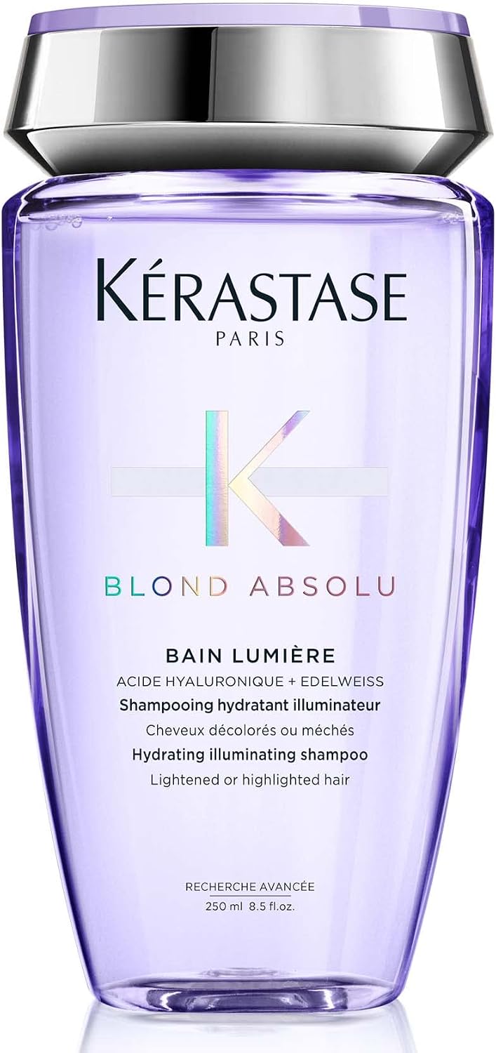 Kérastase Blond Absolu, Hydrating Illuminating Shampoo, For Lightened, Highlighted and Grey Hair, With Hyaluronic Acid & Edelweiss Flower, Bain Lumiere