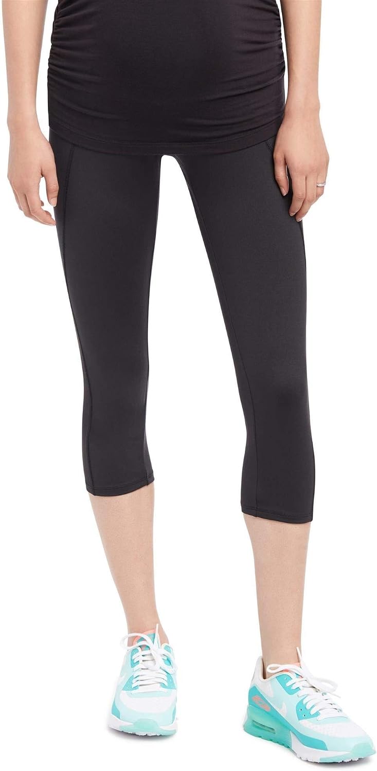 Motherhood Maternity Womens Workout Over The Belly Pregnancy and Postpartum Leggings with Pockets Soft Active Stretchy Pants