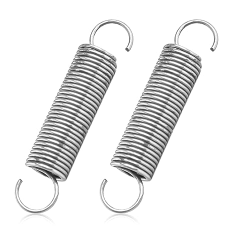 2 Pcs 304 Stainless Steel Tension Springs, 50mm Free Length, Dual Hook Design – 10mm OD, 1mm Wire Diameter for DIY & Industrial Use