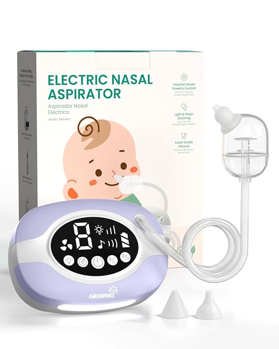 GROWNSY Electric Nasal Aspirator, 9 Suction Levels for Baby, Purple