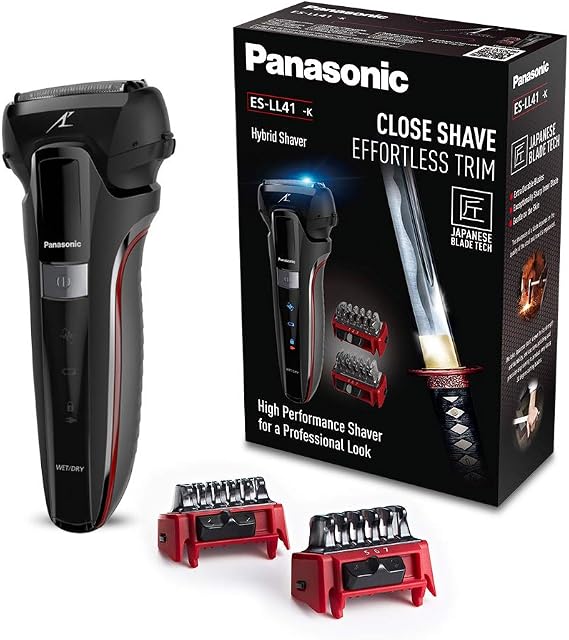 Panasonic ES-LL41 Hibrit Tıraş Makinesi, 3'ü 1 Arada Tıraş, Düzeltme ve Şekillendirme için, 2 Başlık, Siyah