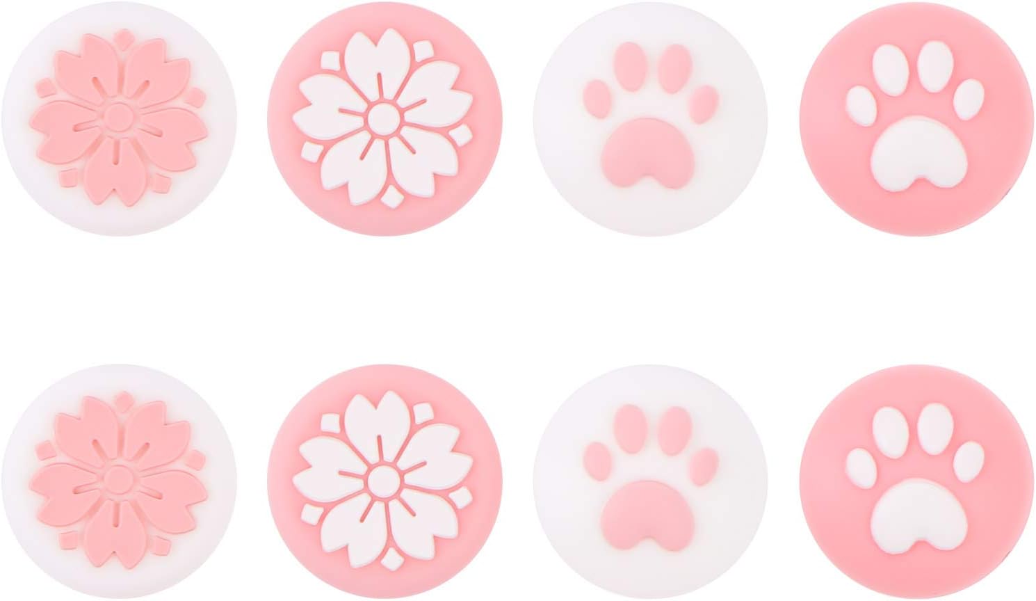 BENBO 8PCS Thumb Grip Caps, Cat Claw Design and Analog Sakura Grips Joystick Caps for Nintendo Switch & Switch Lite, Silicone Cover for Joy-Con Controller