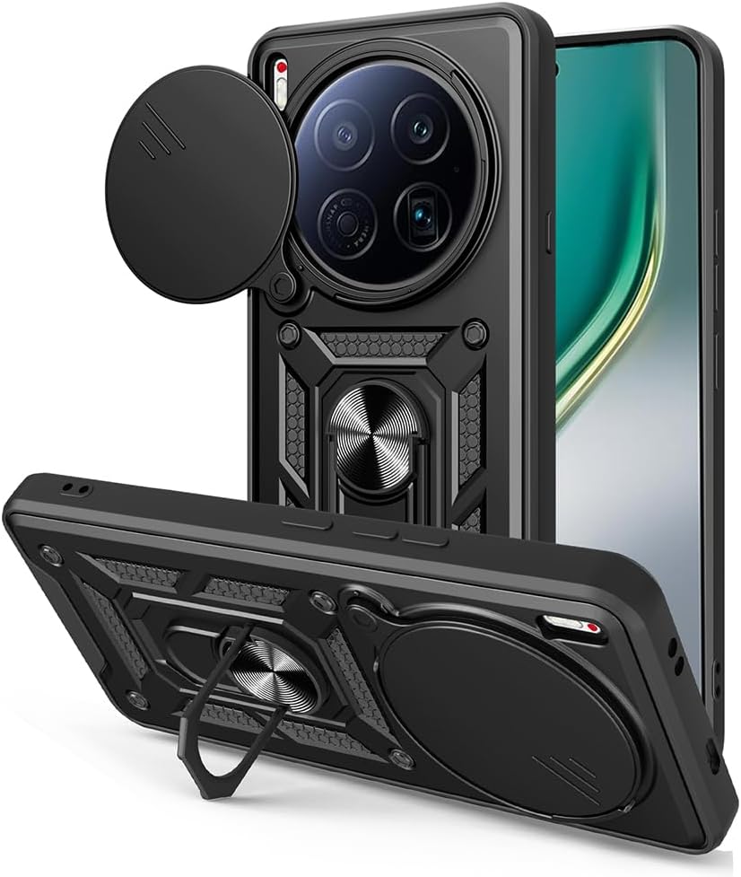 Tecno Camon 40 Premier 5G Kılıf Silikon Darbe ve Kamera Korumalı Standlı Kapak Siyah