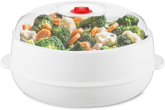 Microwave Steamer - Plastic Vegetable Steamer with Lid, BPA Free, Cookware, Healthy Cooking Quick Fast(Single-layer)